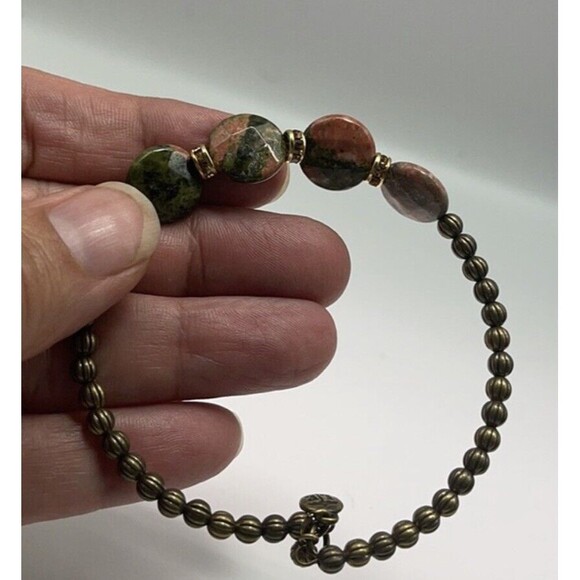 Lenny & Eva Genuine￼ Unakite Stone Beaded Bracelet New W/O Tags - Picture 3 of 6